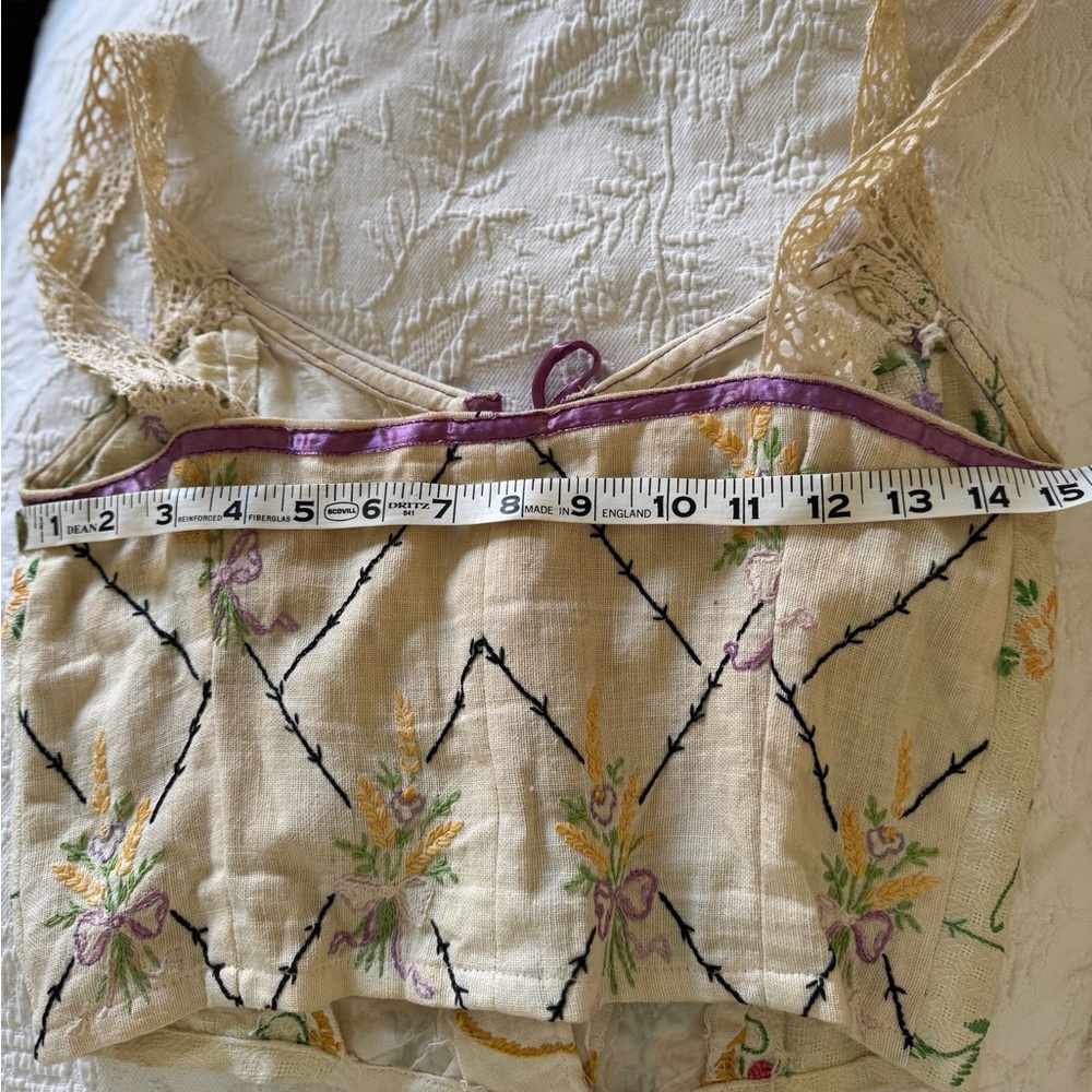 Handmade Floral Embroider w lace/ ribbon Top, BOHO , fairy , festival - Picture 8 of 12